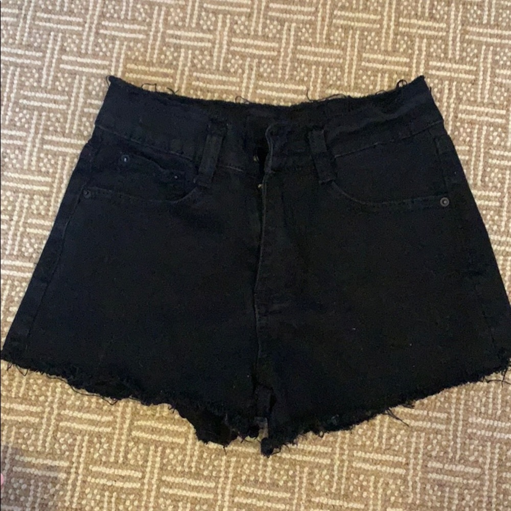 Black denim shorts